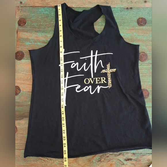Faith over fear black tank top - Picture 8 of 8